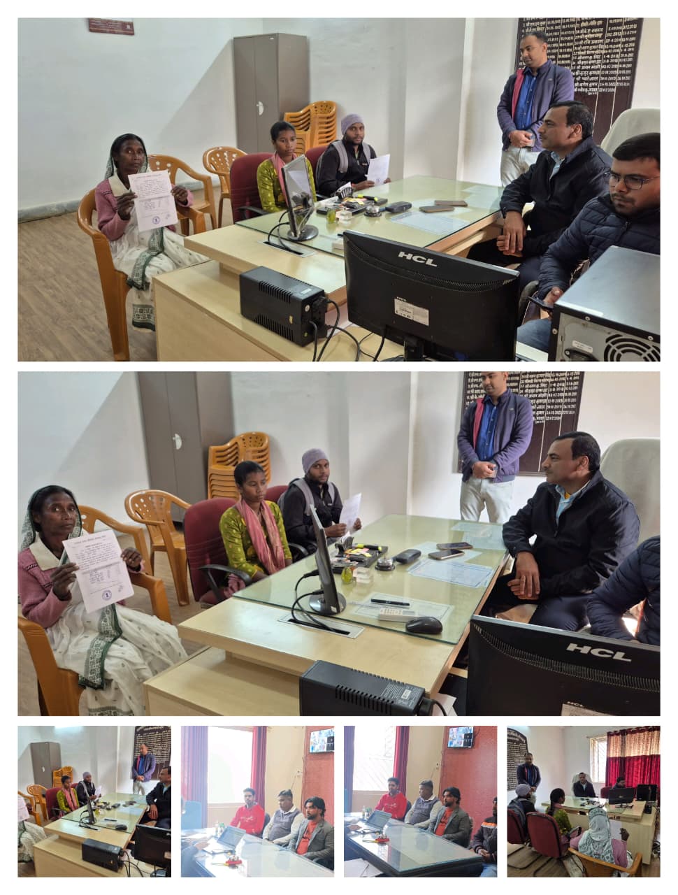 महिला आवेदक को दस्तावेज सौंपती हुई अंचल अधिकारी